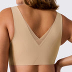 All Color: Sand | wireless seamless v-neck push up bra with mesh