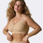 All Color: Sand | wireless seamless v-neck push up bra with mesh