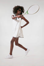 White and Navy Quarter-Zip Tennis Dress