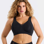 All Color: Black | wireless seamless v-neck push up bra with mesh