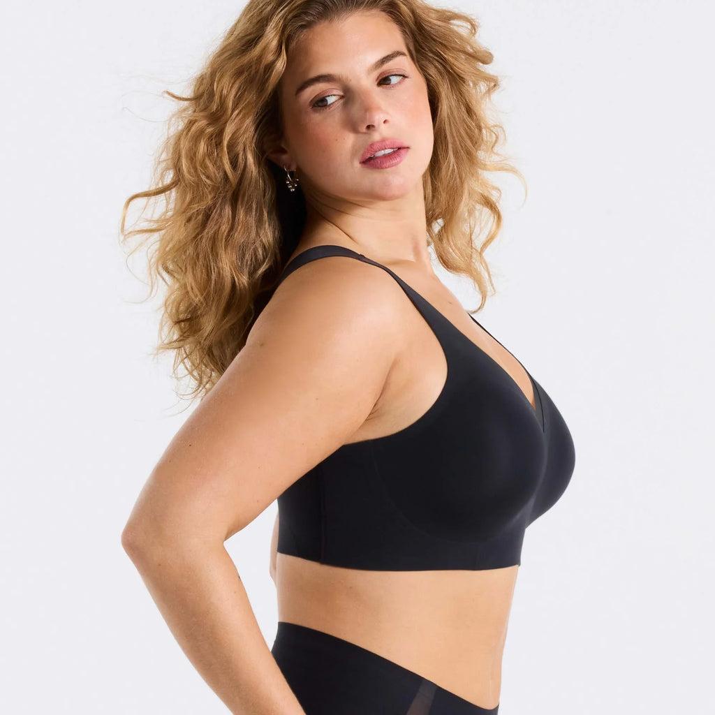 All Color: Black | wireless seamless v-neck push up bra with mesh