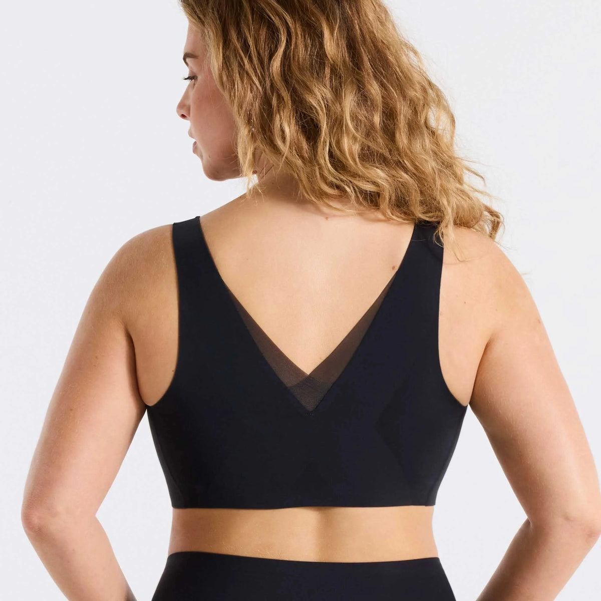All Color: Black | wireless seamless v-neck push up bra with mesh