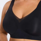 All Color: Black | wireless seamless v-neck push up bra with mesh