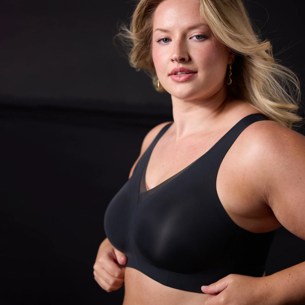 All Color: Black | wireless seamless v-neck push up bra with mesh